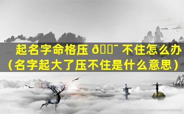 起名字命格压 🐯 不住怎么办（名字起大了压不住是什么意思）